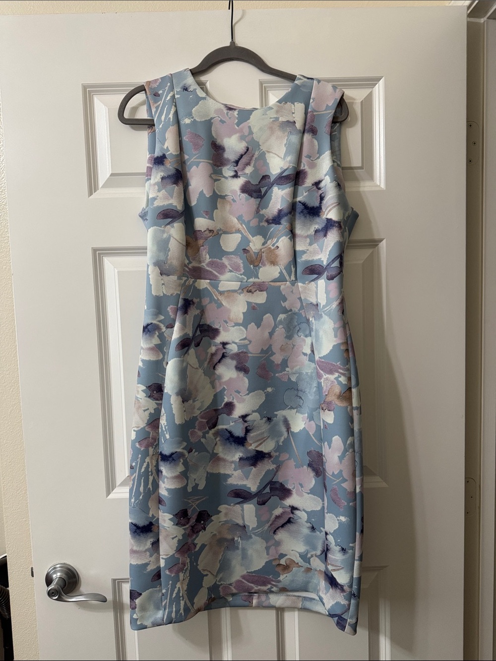 Calvin Klein Pastel Blue Floral Midi Sheath Dress
